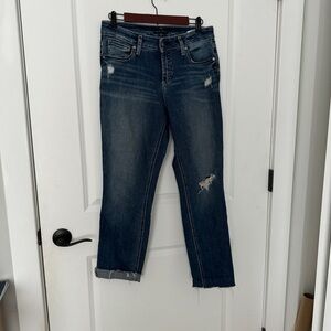 Silver Diatressed Boyfriends Jeans 29x29